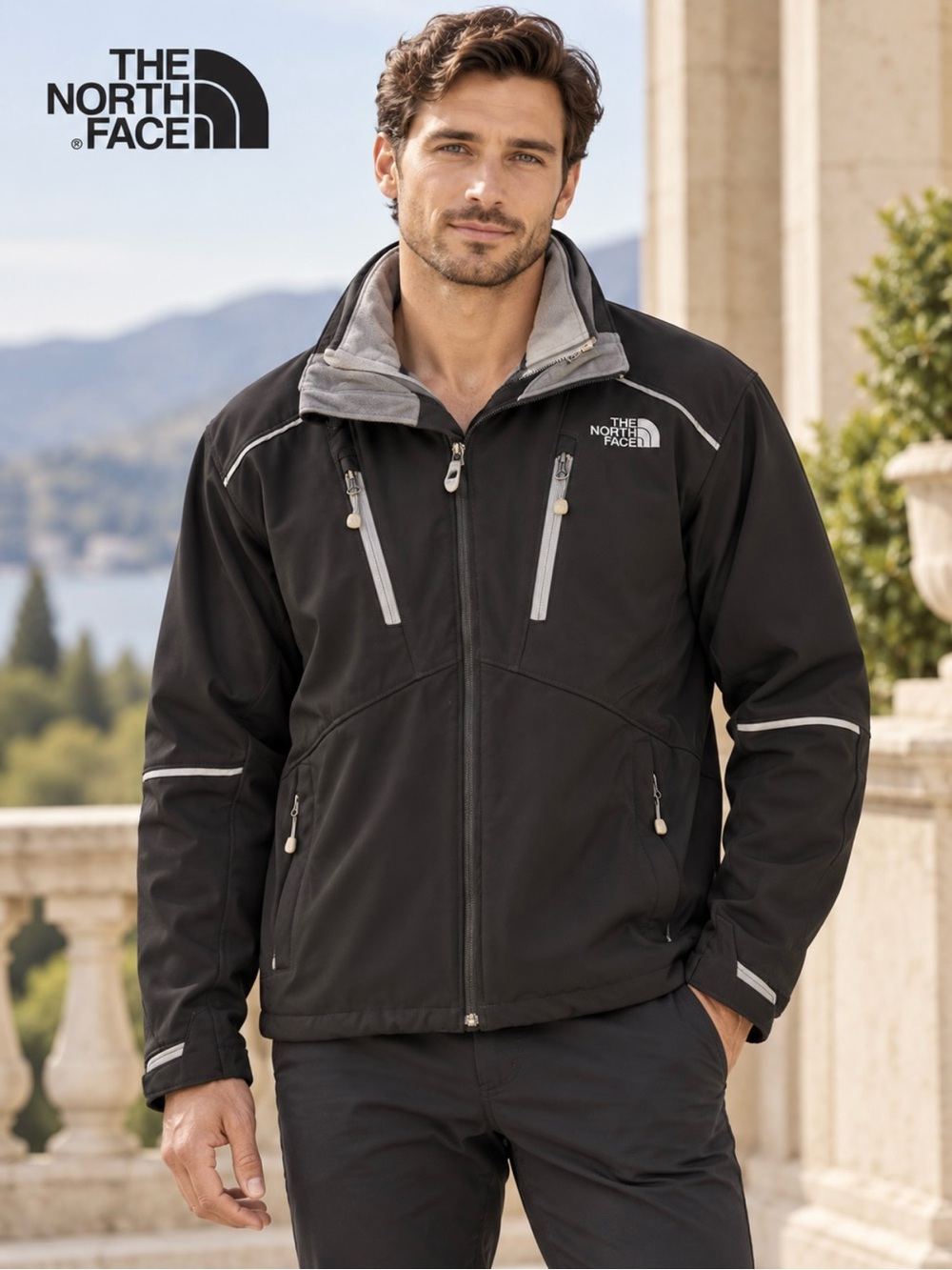 The North Face Black and Gray Men's Softshell Performance Jacket Size L
